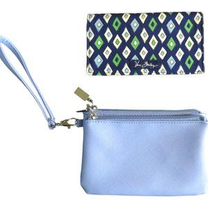 Vera Bradley Diamond Print Checkbook Cover & Unbranded Blue Wristlet